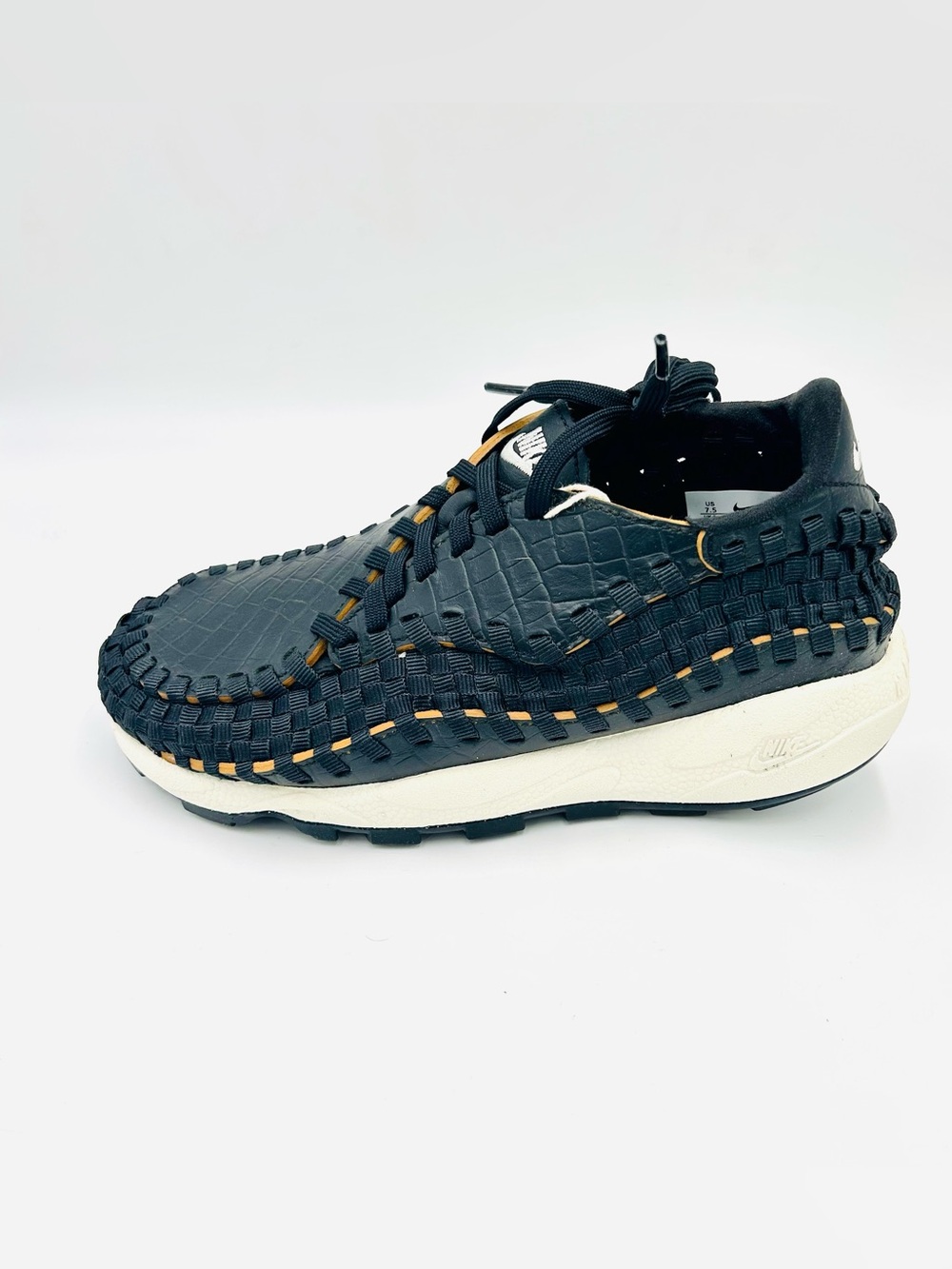 Nike Air Footscape Woven Croc Black Leather Sneakers New Women’s Size 7.5 Rare - Picture 5 of 11